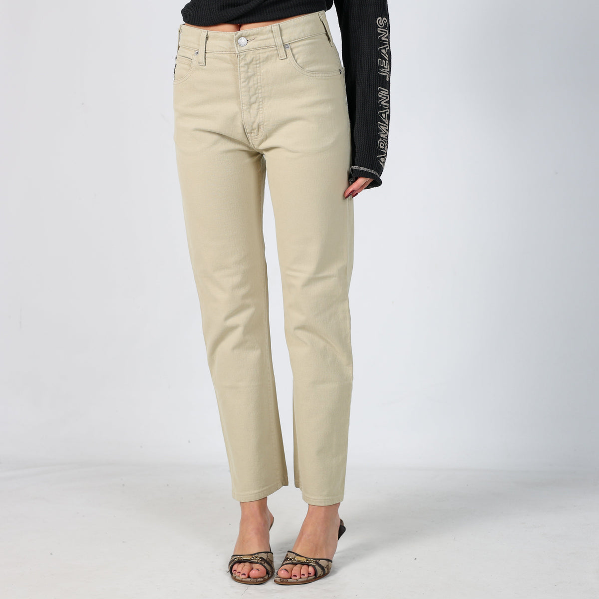 Beige Y2K Armani Jeans Straight Jeans (XS)