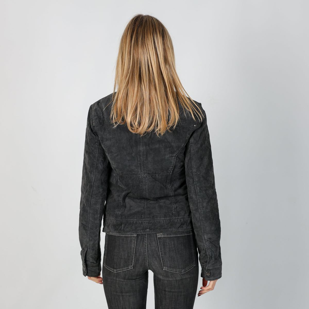 Charcoal Grey Y2K Bonobo Suede Jacket (S)