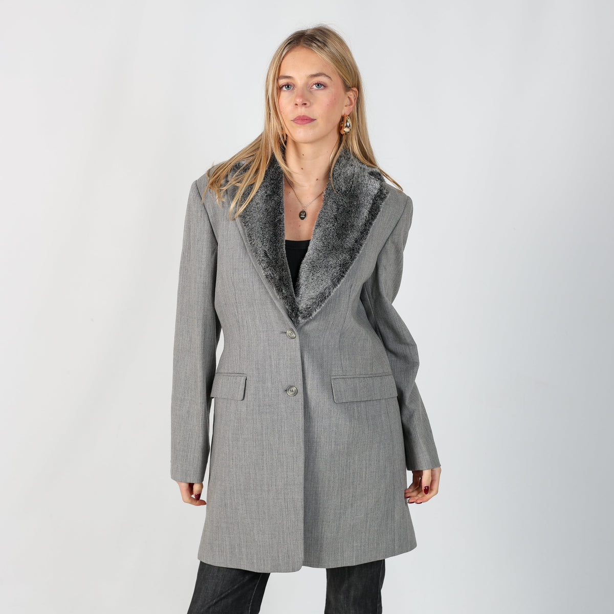 Grey Y2K M.K.Emkay Pea Coat (S)