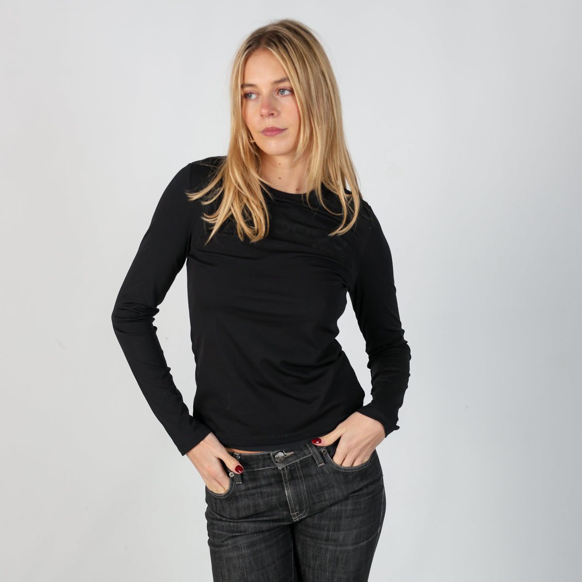 Black Y2K PHARD Long Sleeve Top (XS)