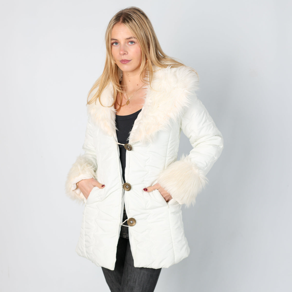 Cream Y2K Ampere Puffer Jacket (S)