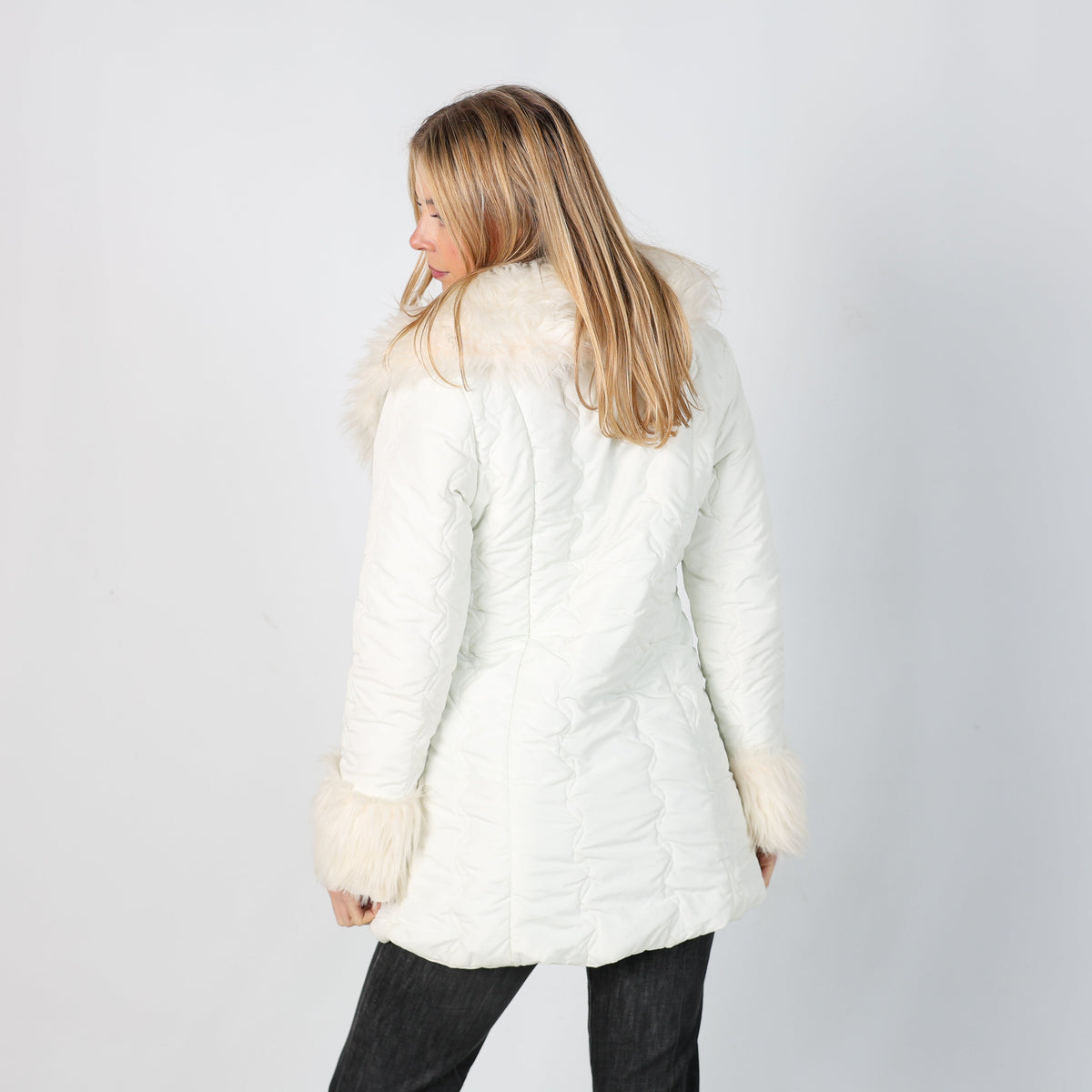 Cream Y2K Ampere Puffer Jacket (S)