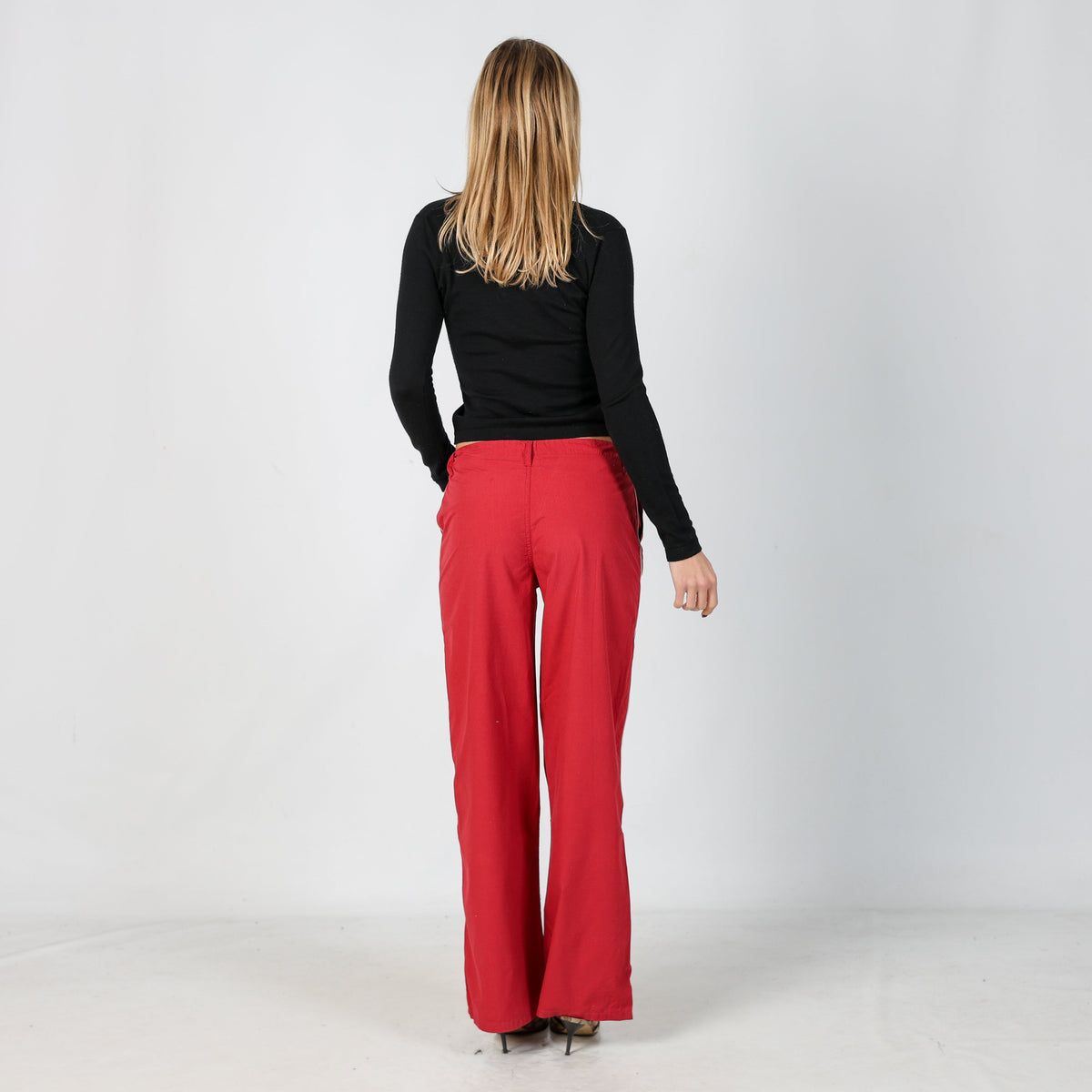 Red Y2K Fashion Look Woven Trousers (S)