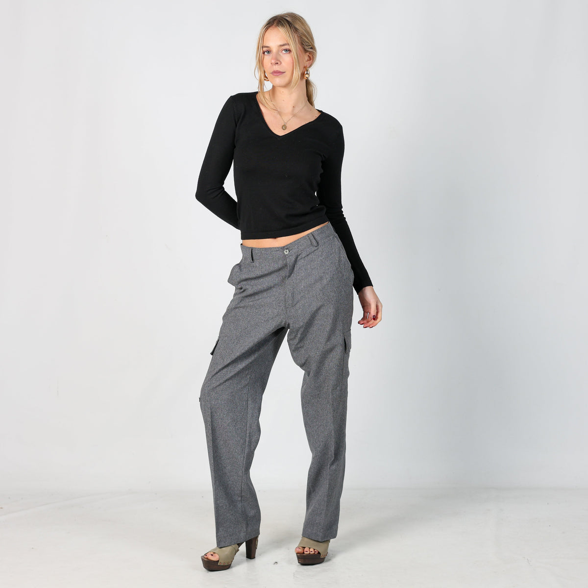 Grey Y2K Vimalu Woven Trousers (M)