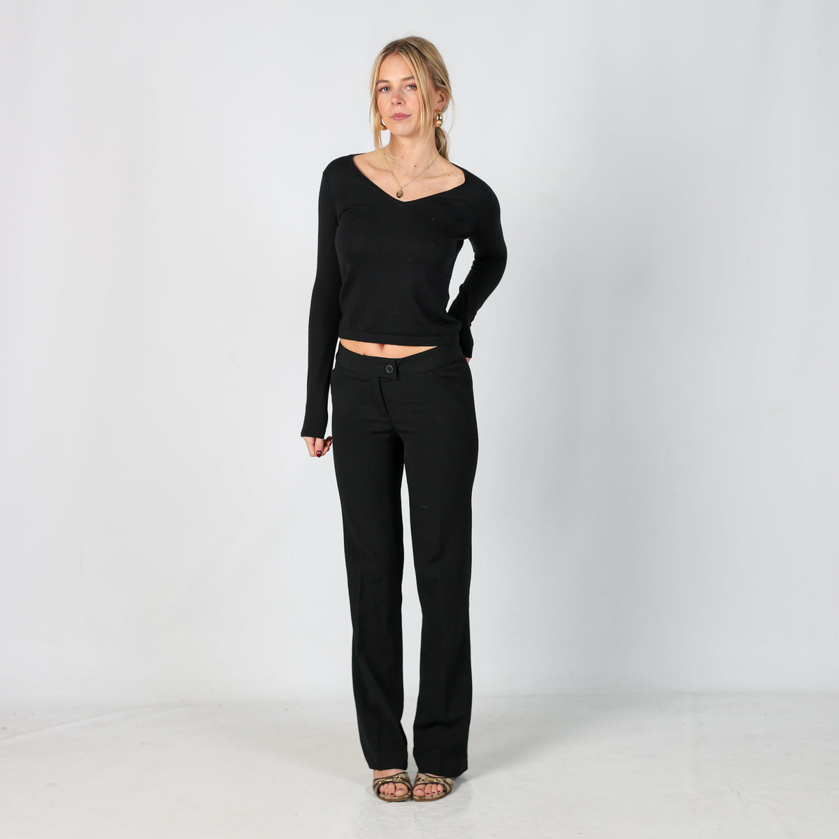 Black Y2K Formal Trousers (XS)