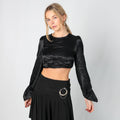 Black Y2K Long Sleeve Top (XS)