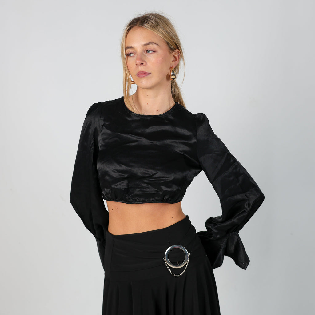 Black Y2K Long Sleeve Top (XS)