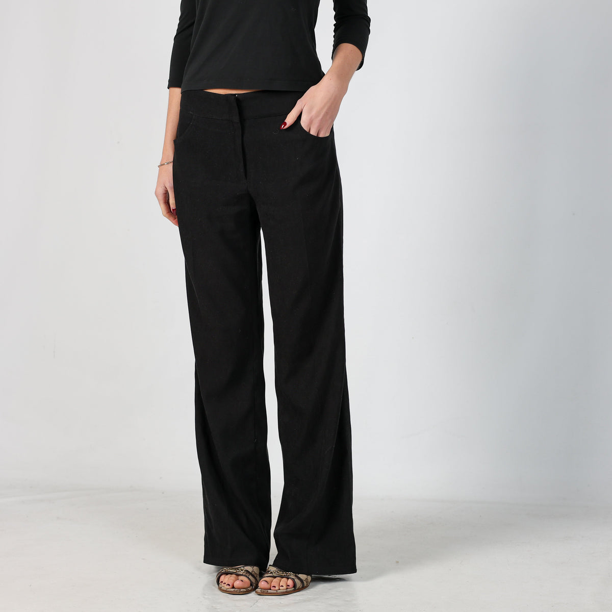 Black Y2K Clockhouse Formal Trousers (XS)