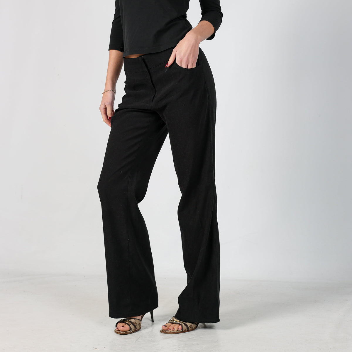 Black Y2K Clockhouse Formal Trousers (XS)