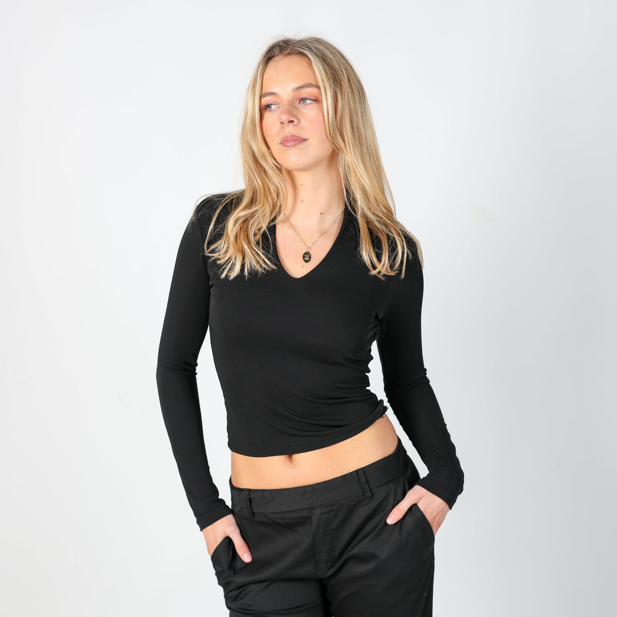 Black Y2K Terranova Long Sleeve Top (XS)