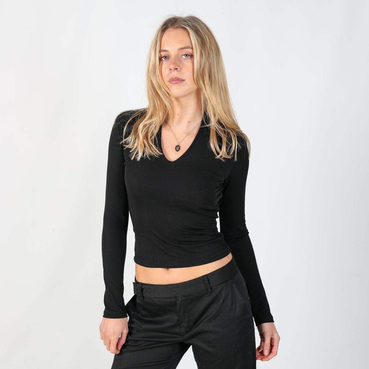 Black Y2K Terranova Long Sleeve Top (XS)