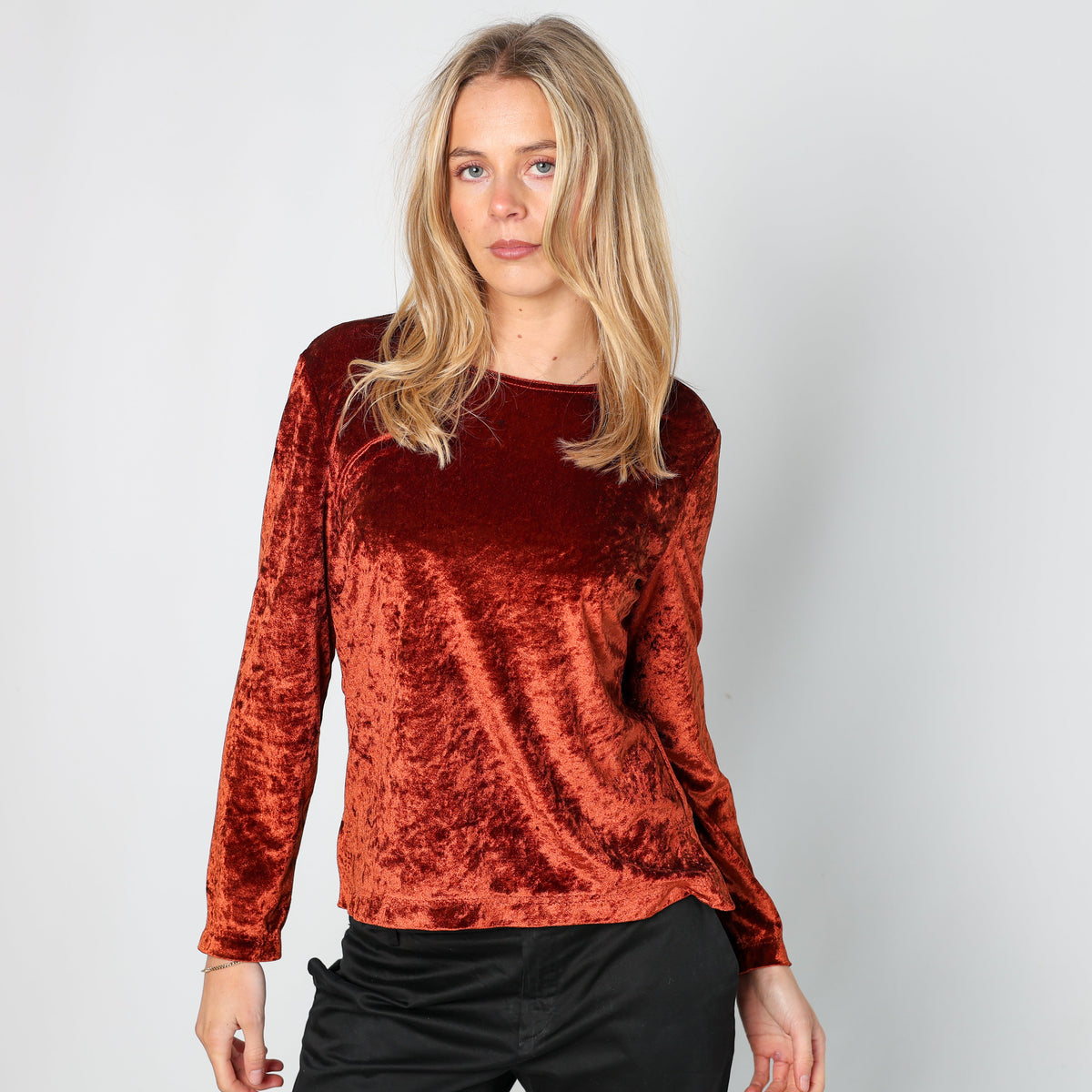 Orange 90s Claudia Gil Long Sleeve Top (S)