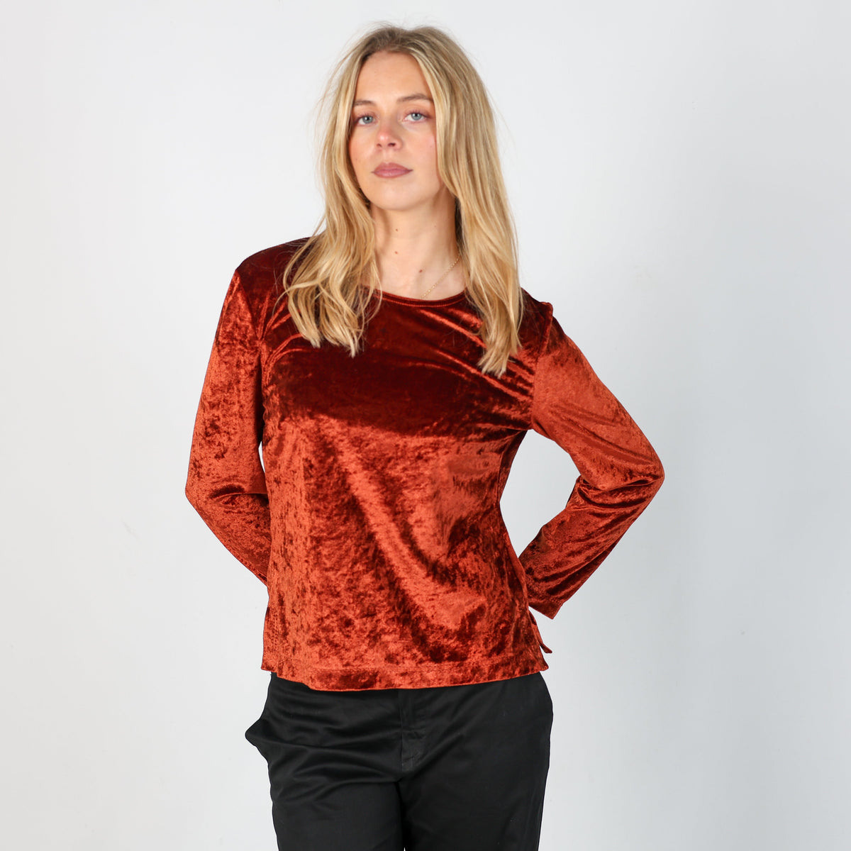 Orange 90s Claudia Gil Long Sleeve Top (S)