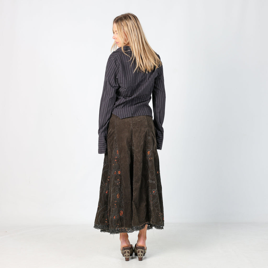 Dark Green Y2K Cord Skirt (XS)