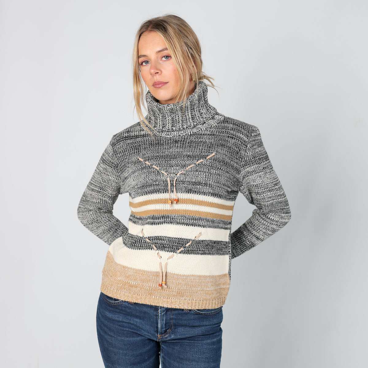 Grey Y2K Intuition Knitted Jumper (S)