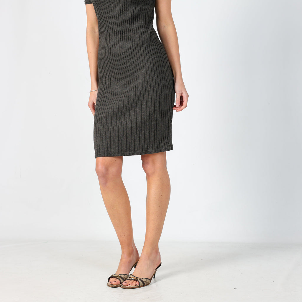 Charcoal Grey Y2K PHARD Woven Midi Dress (S)