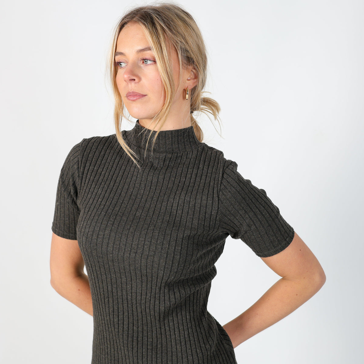 Charcoal Grey Y2K PHARD Woven Midi Dress (S)