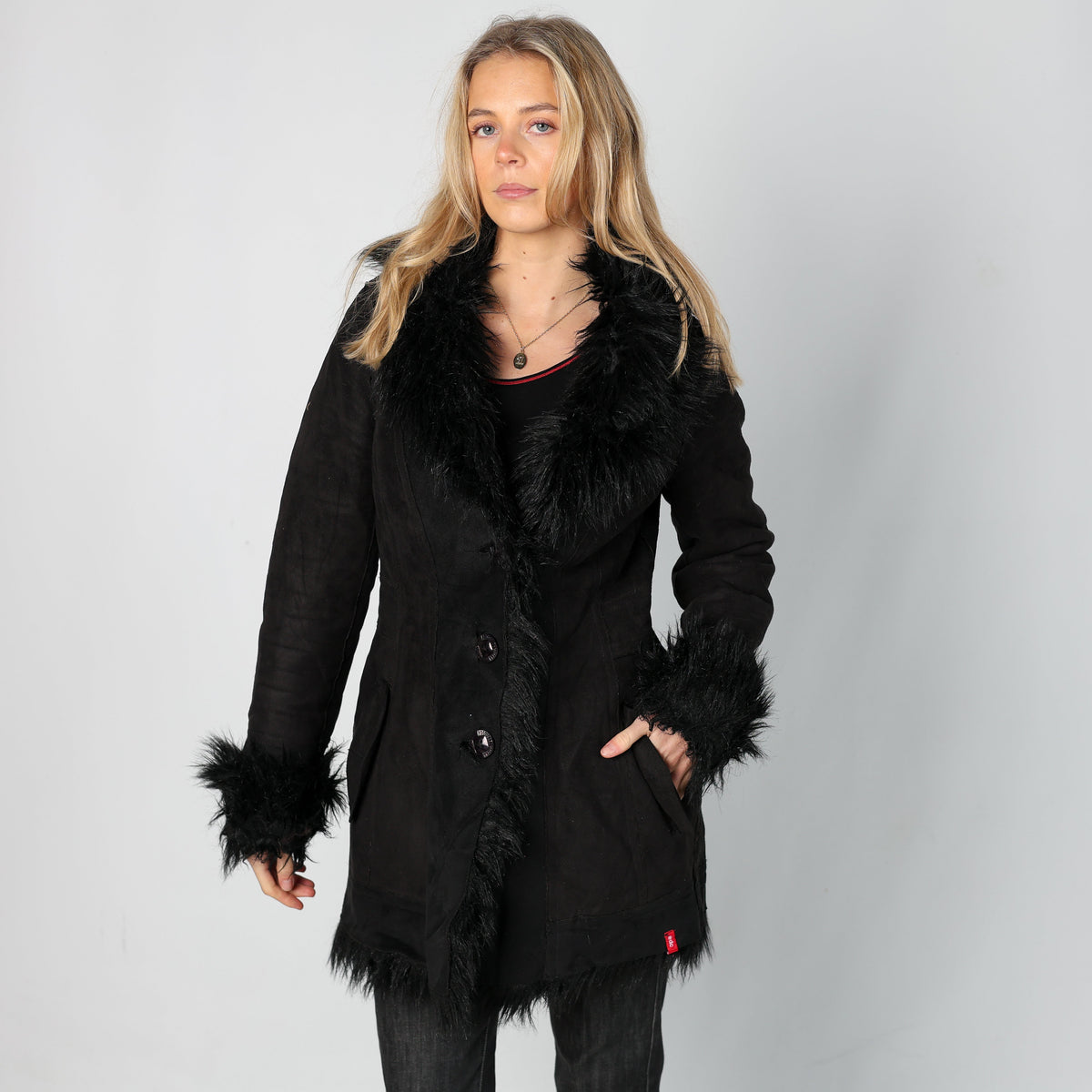 Black Y2K edc Afghan Coat (M)