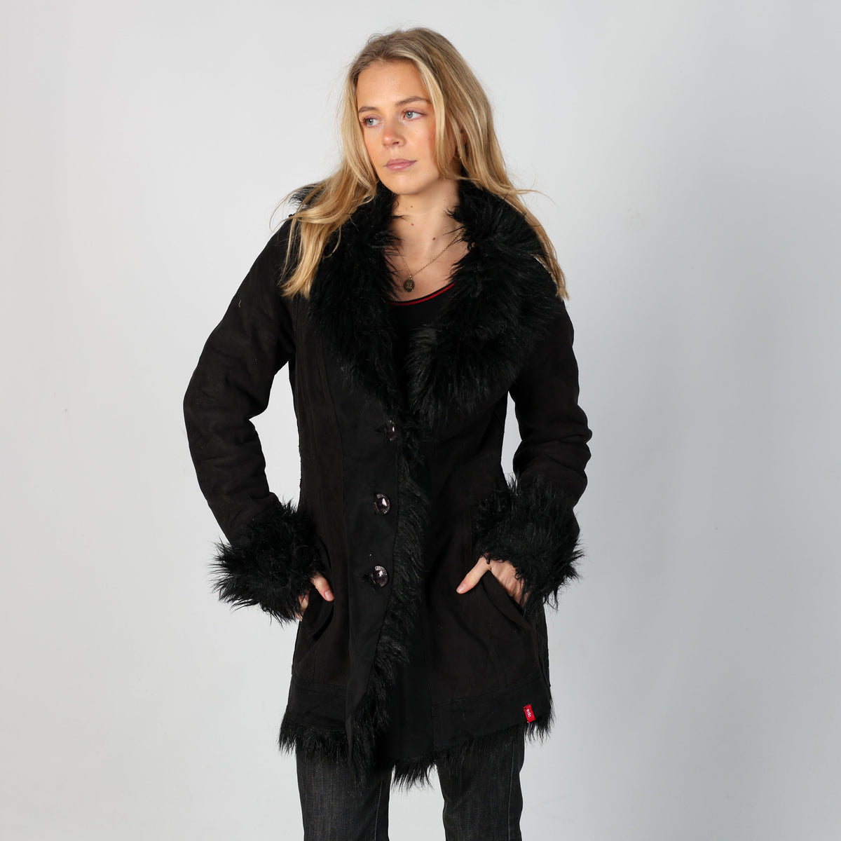 Black Y2K edc Afghan Coat (M)
