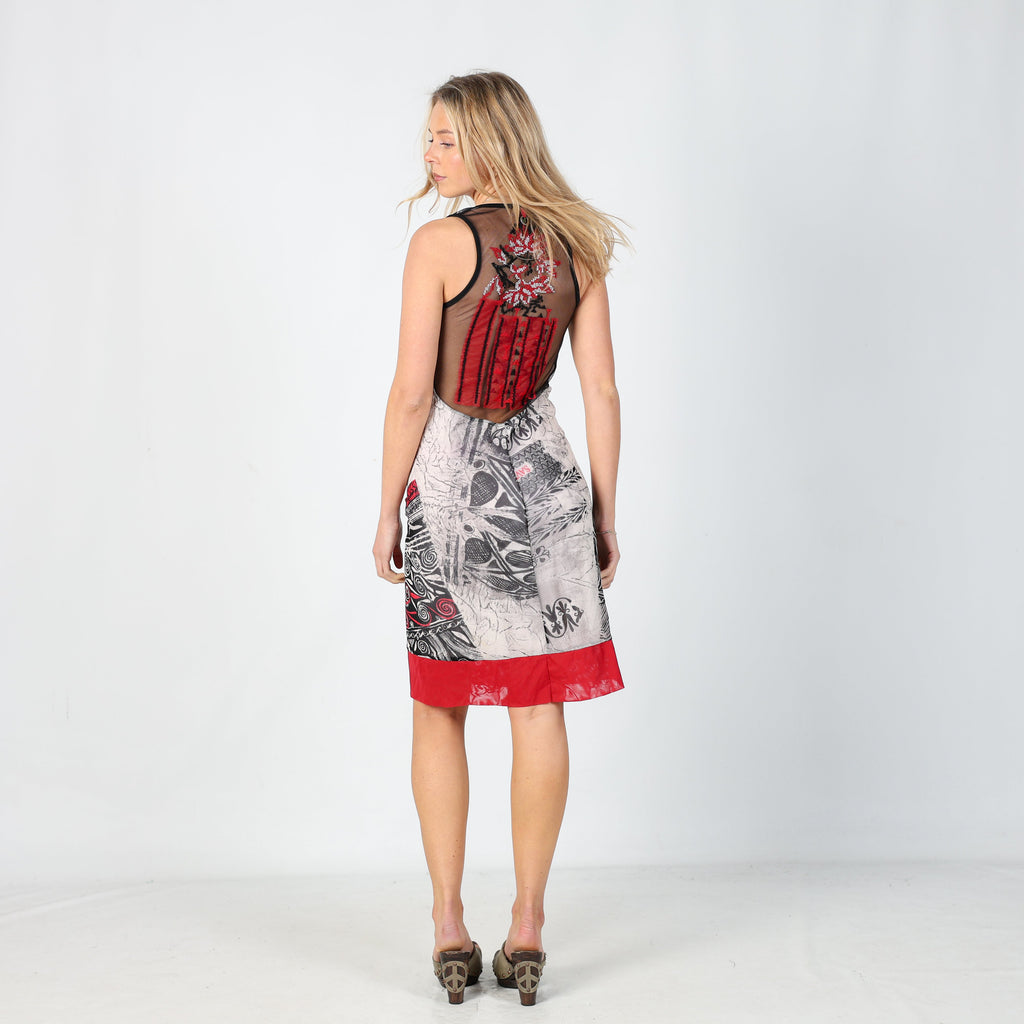 Ivory Y2K Save The Queen Woven Midi Dress (M)