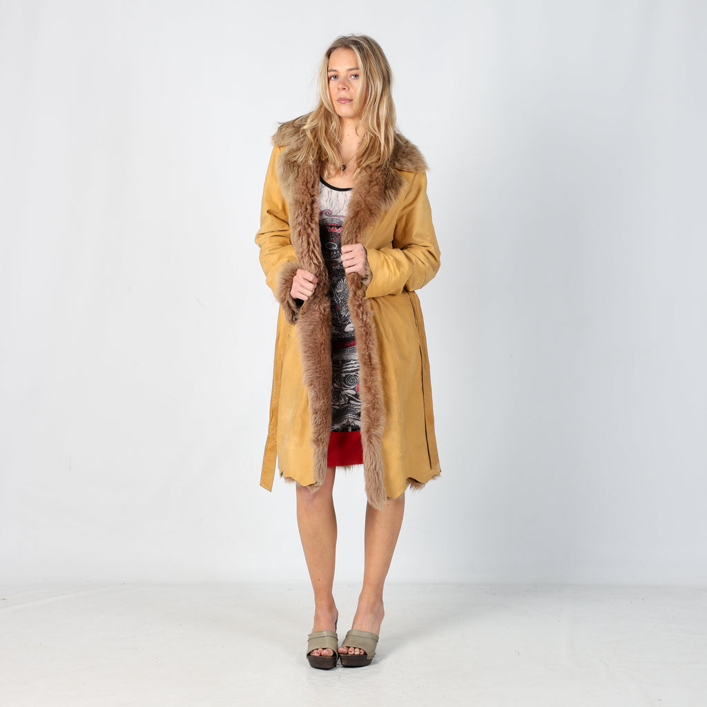 Tan Y2K Prandina Afghan Coat (M)