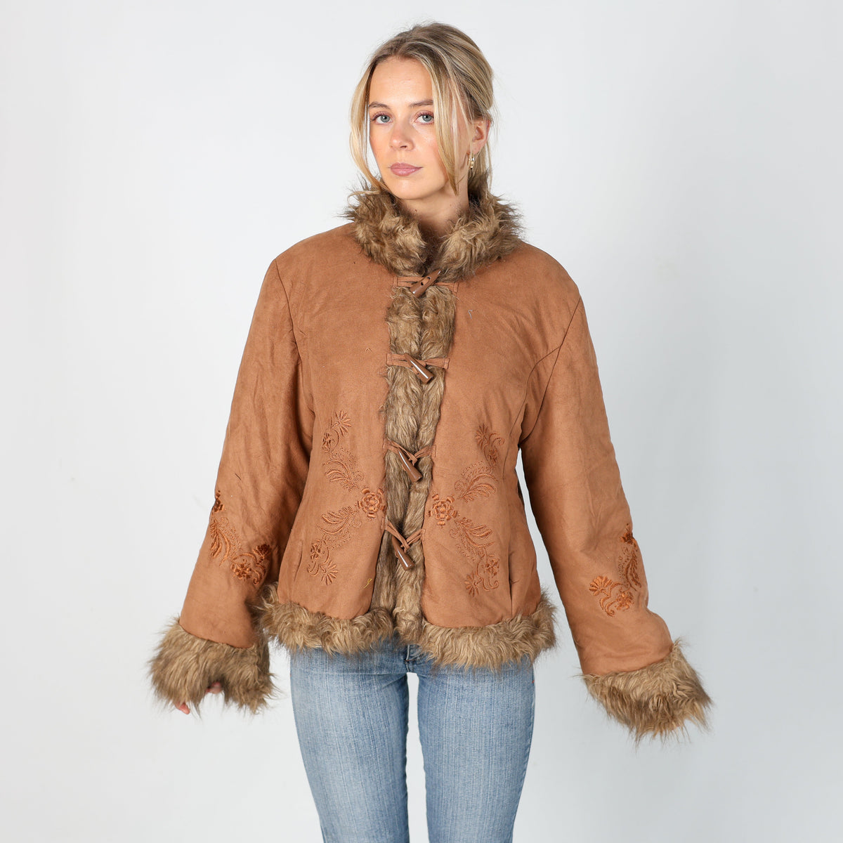 Brown Y2K Phildar Afghan Coat (M)
