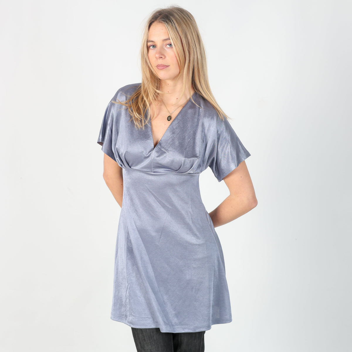 Light Blue Y2K Coconuda Woven Midi Dress (S)
