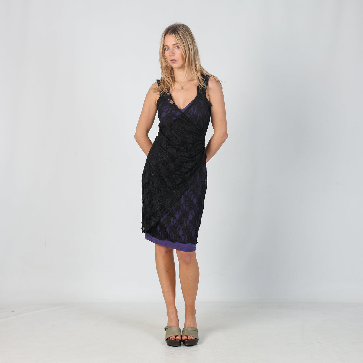 Black Y2K Xanaka Woven Midi Dress (S)