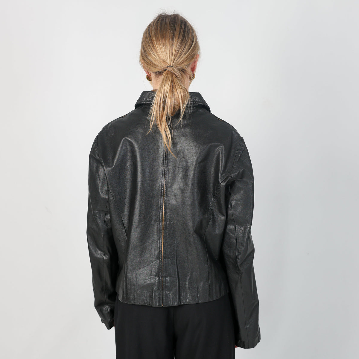 Black Y2K Conbipel Leather Jacket (M)