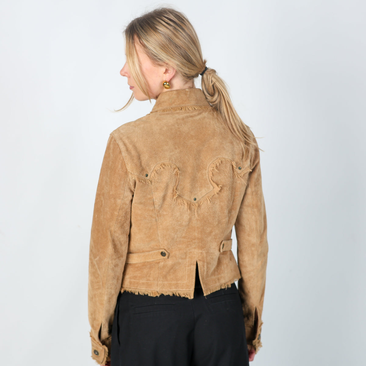 Tan Y2K Black Sheep Suede Jacket (S)