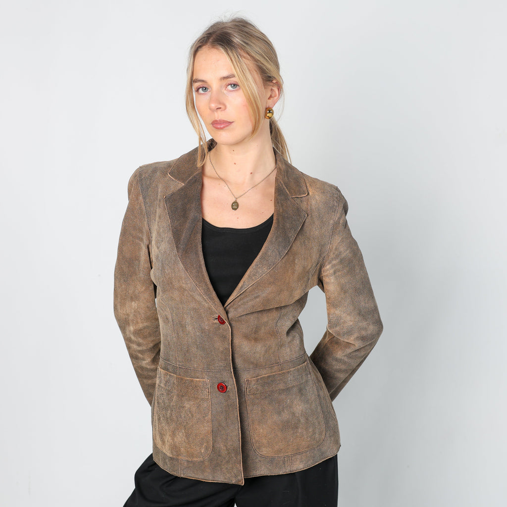 Brown Y2K Mexx Leather Jacket (S)
