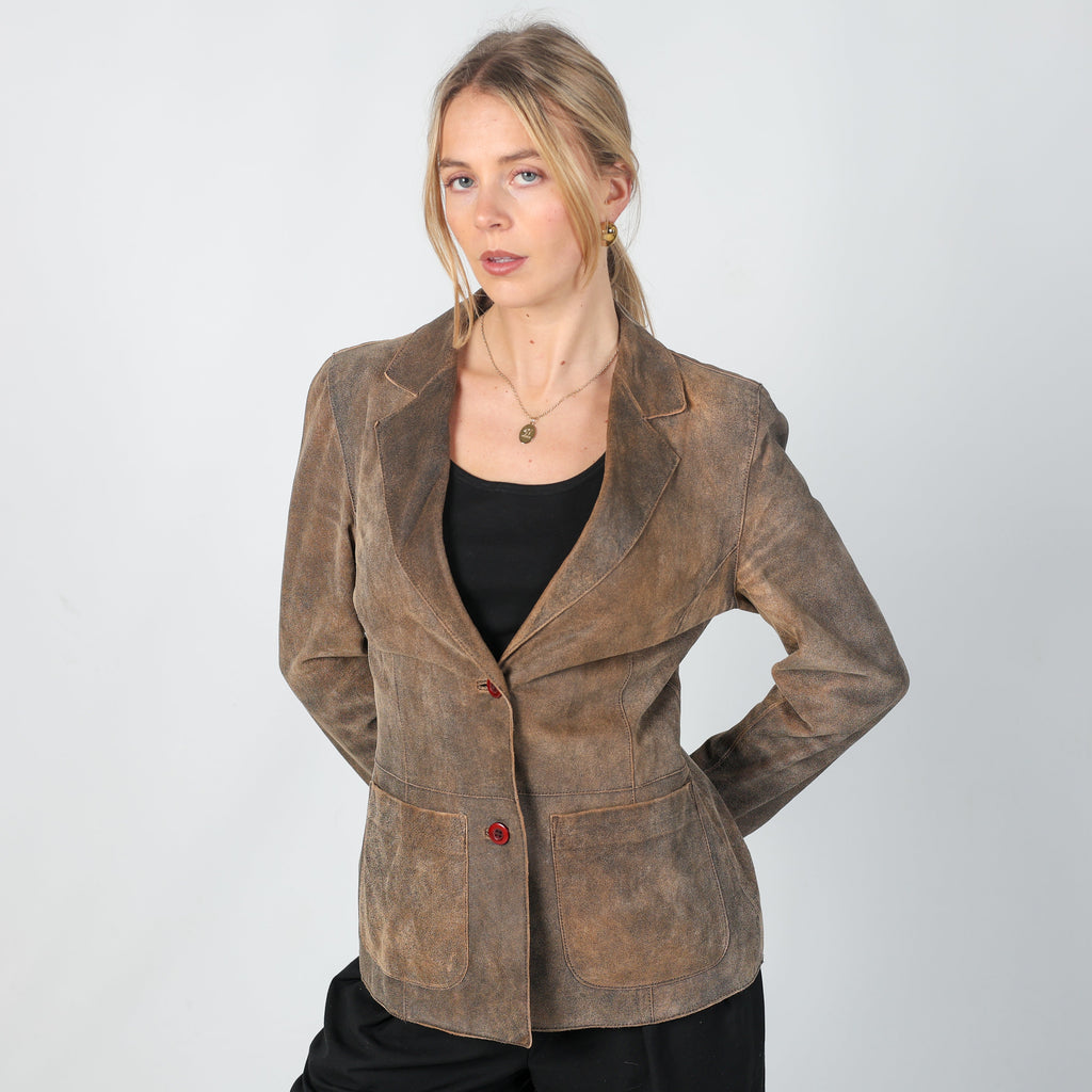 Brown Y2K Mexx Leather Jacket (S)