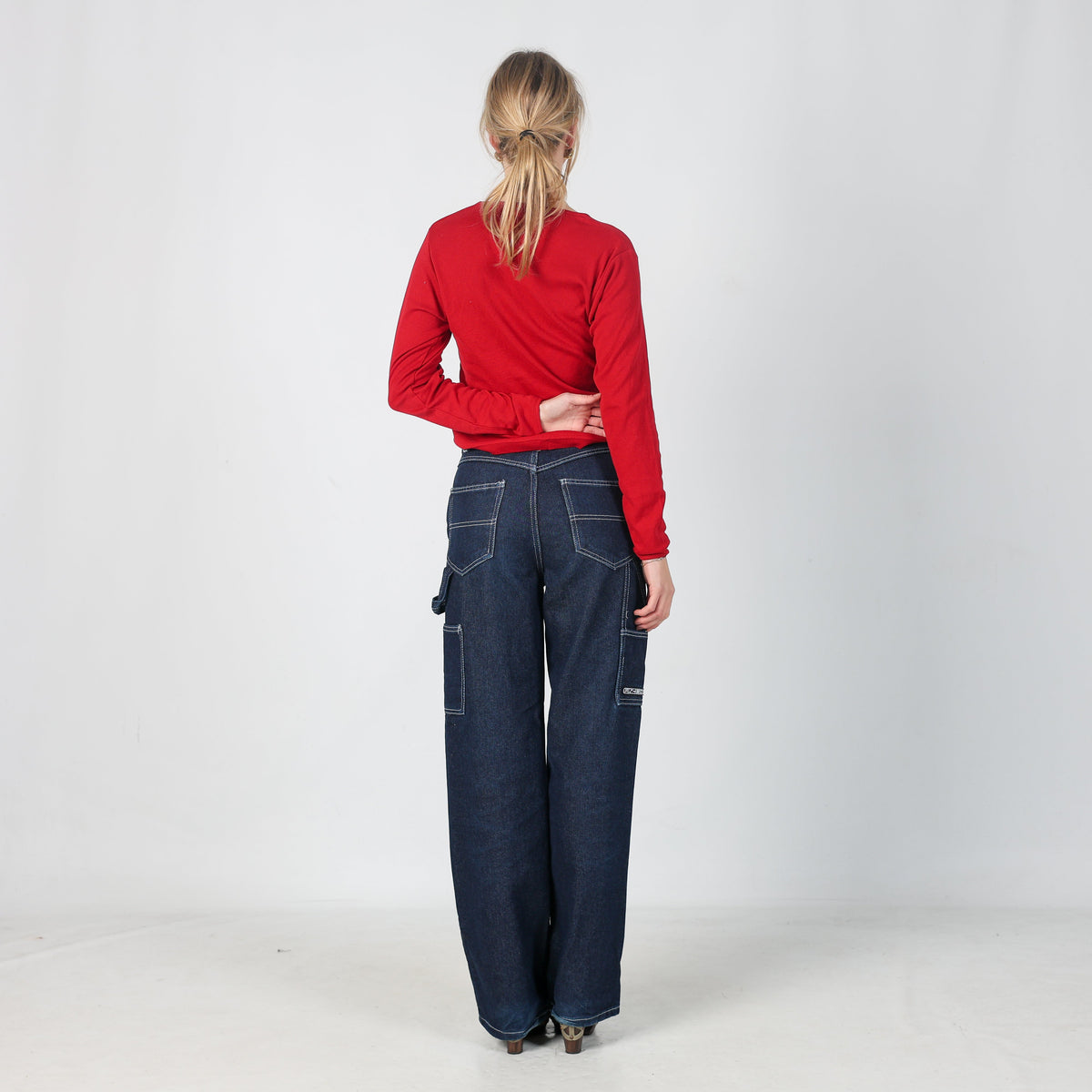 Blue Y2K Fubi Mom Jeans (S)