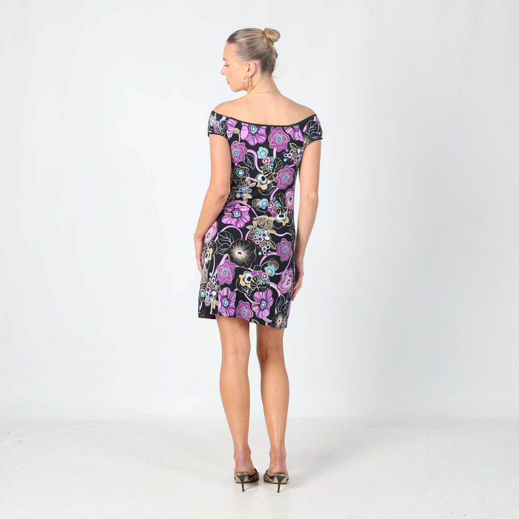 Black Y2K Pink Shadow Woven Midi Dress (XS)