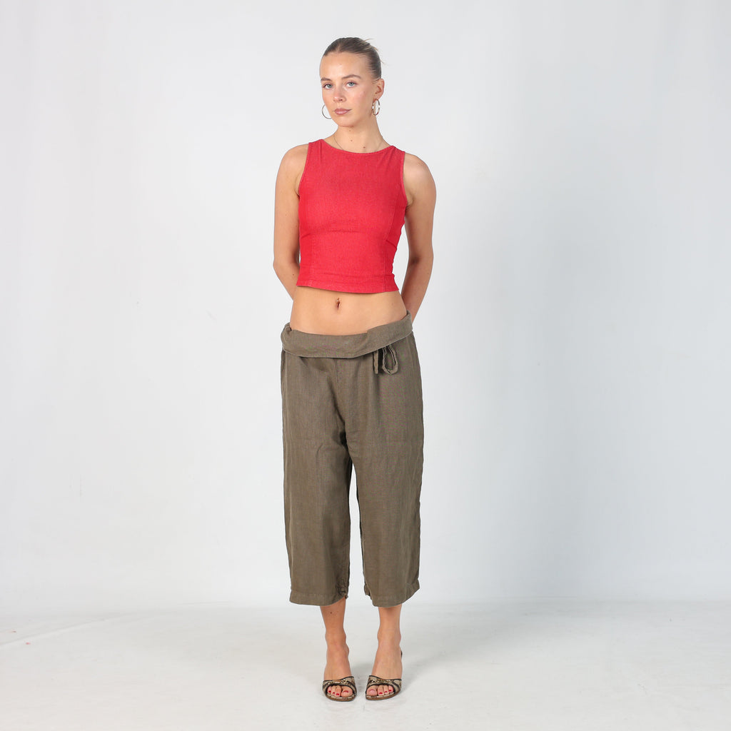 Khaki Green Y2K Dolce & Gabbana Woven Trousers (M)