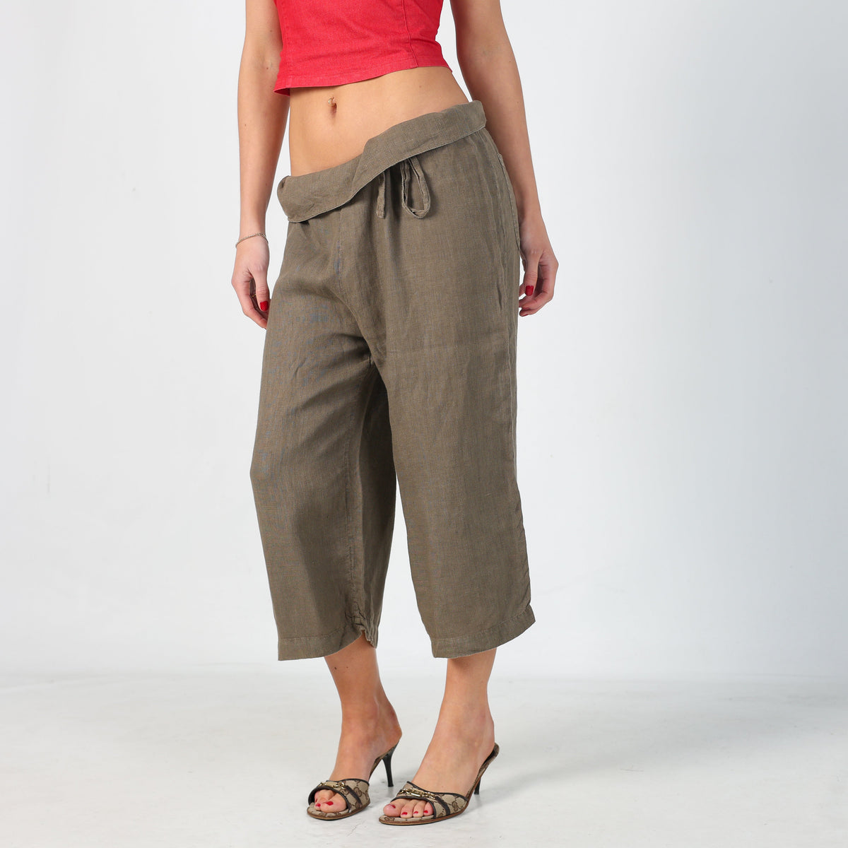 Khaki Green Y2K Dolce & Gabbana Woven Trousers (M)