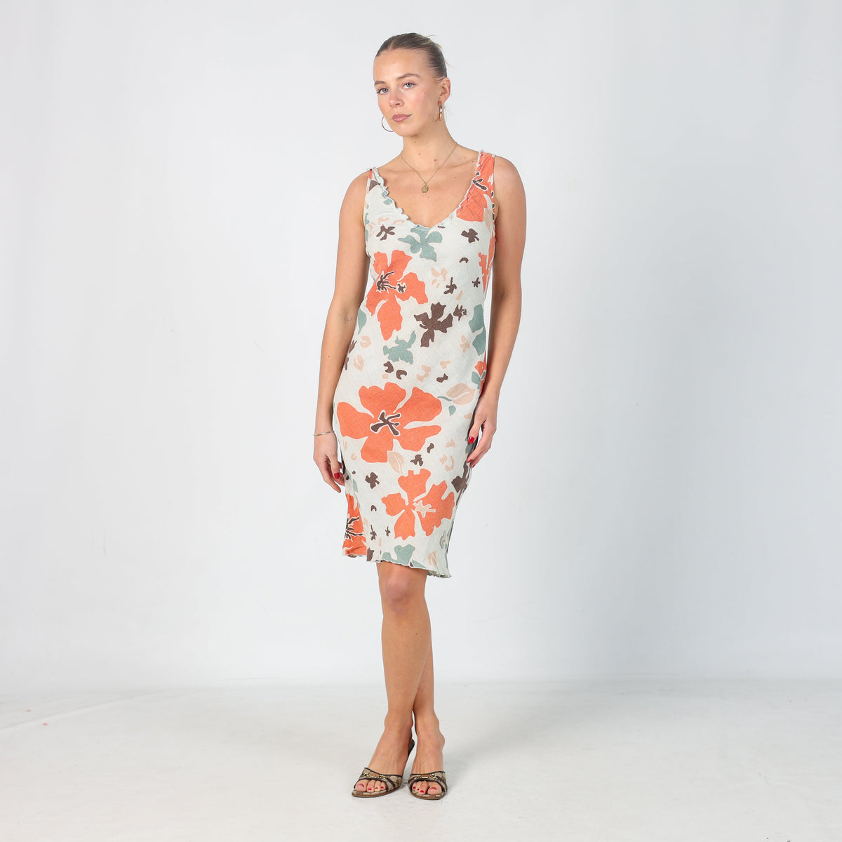 Light Blue Y2K Woven Midi Dress (S)