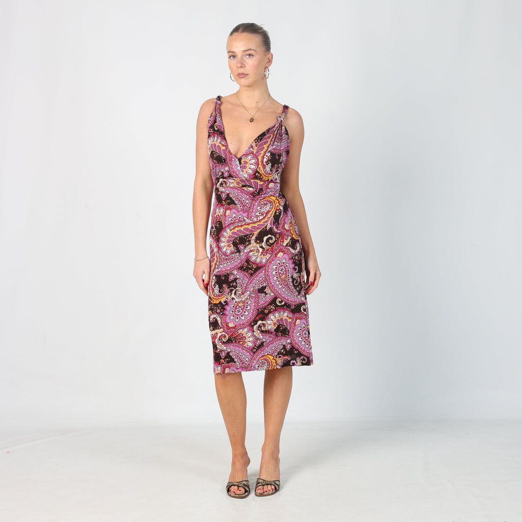 Purple Y2K PennyPull Woven Midi Dress (S)