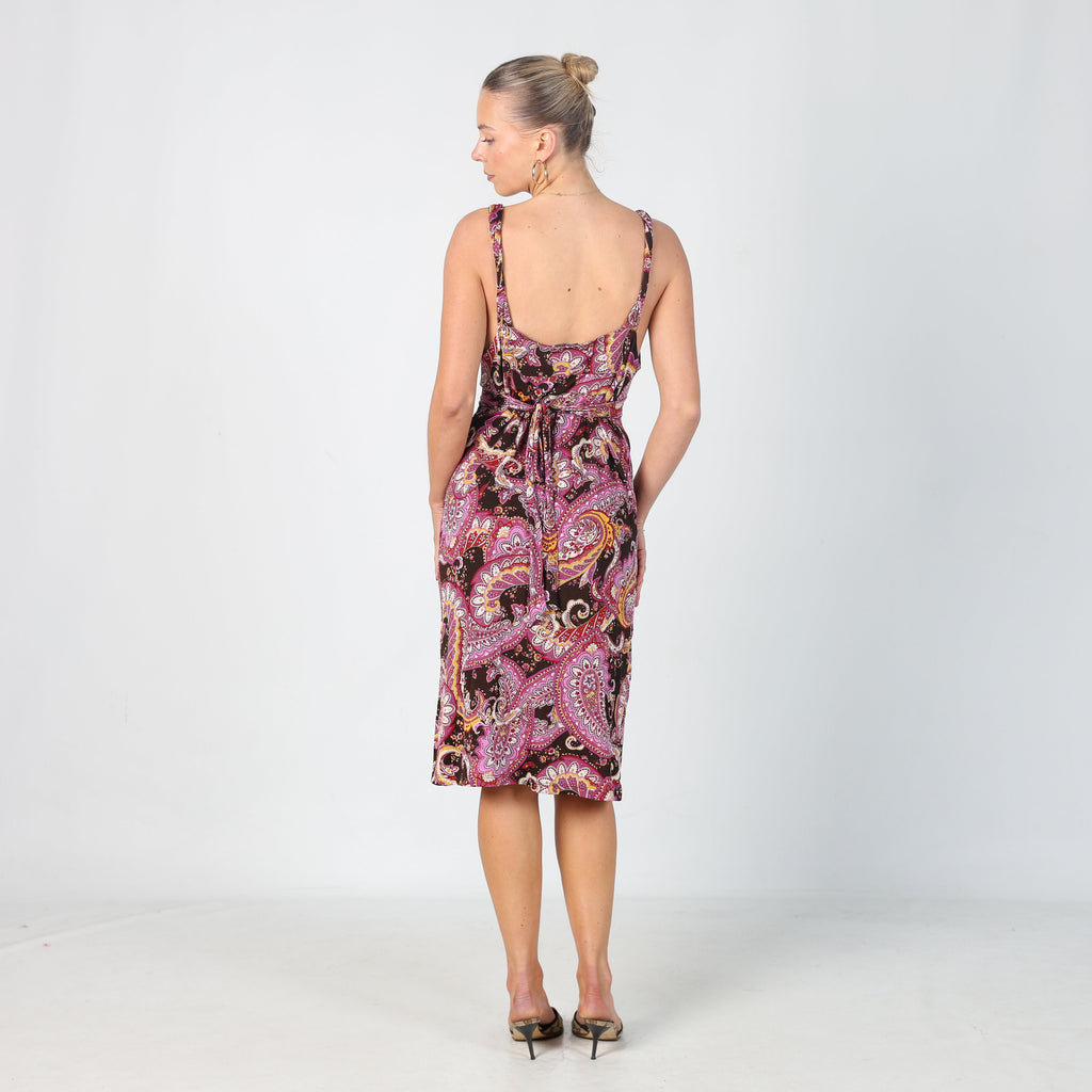 Purple Y2K PennyPull Woven Midi Dress (S)