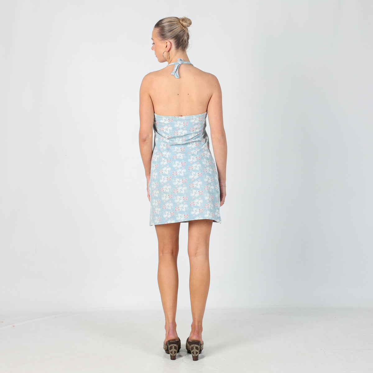Light Blue Y2K Exxtasy Woven Midi Dress (S)