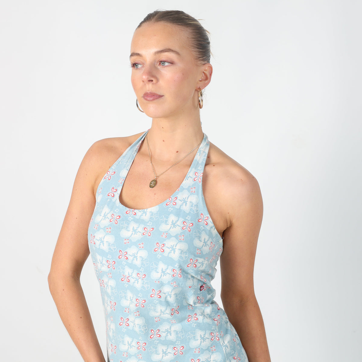 Light Blue Y2K Exxtasy Woven Midi Dress (S)