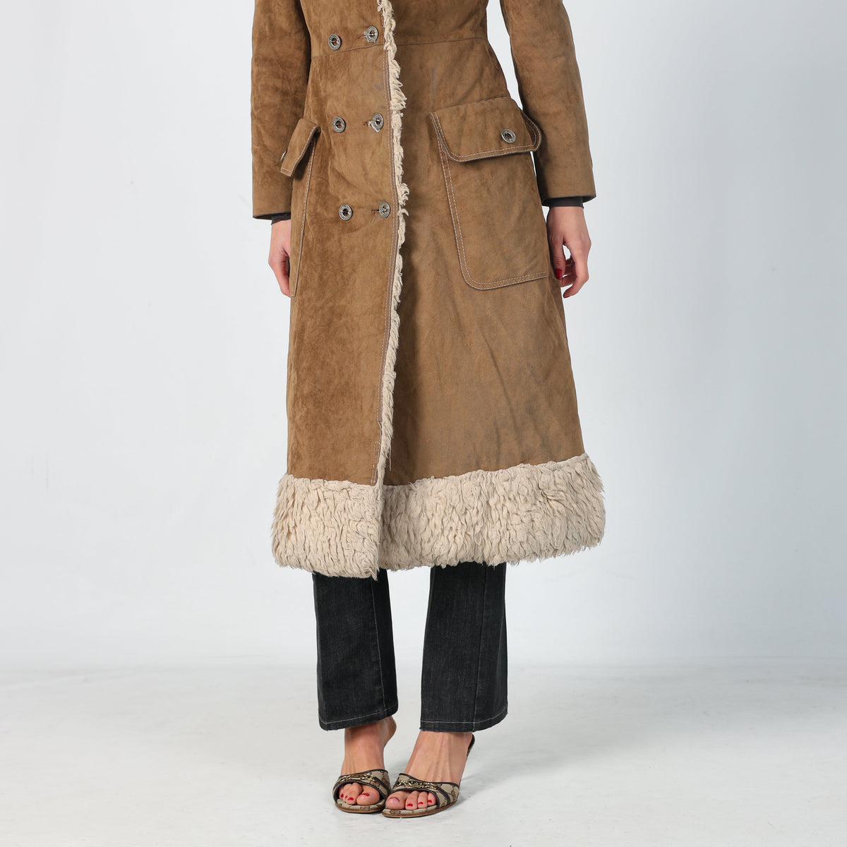 Brown Y2K Afghan Coat (S)