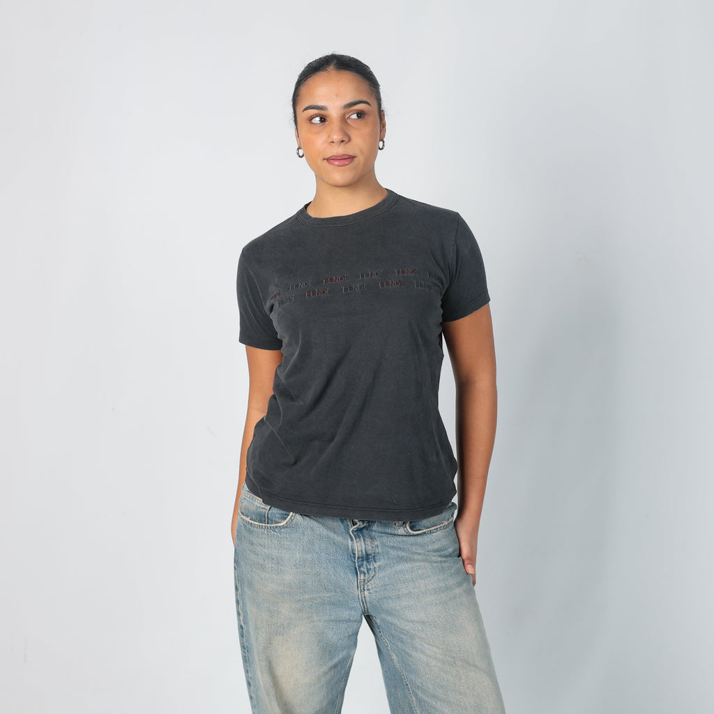 Charcoal Grey Y2K Fendi T-shirt (L)