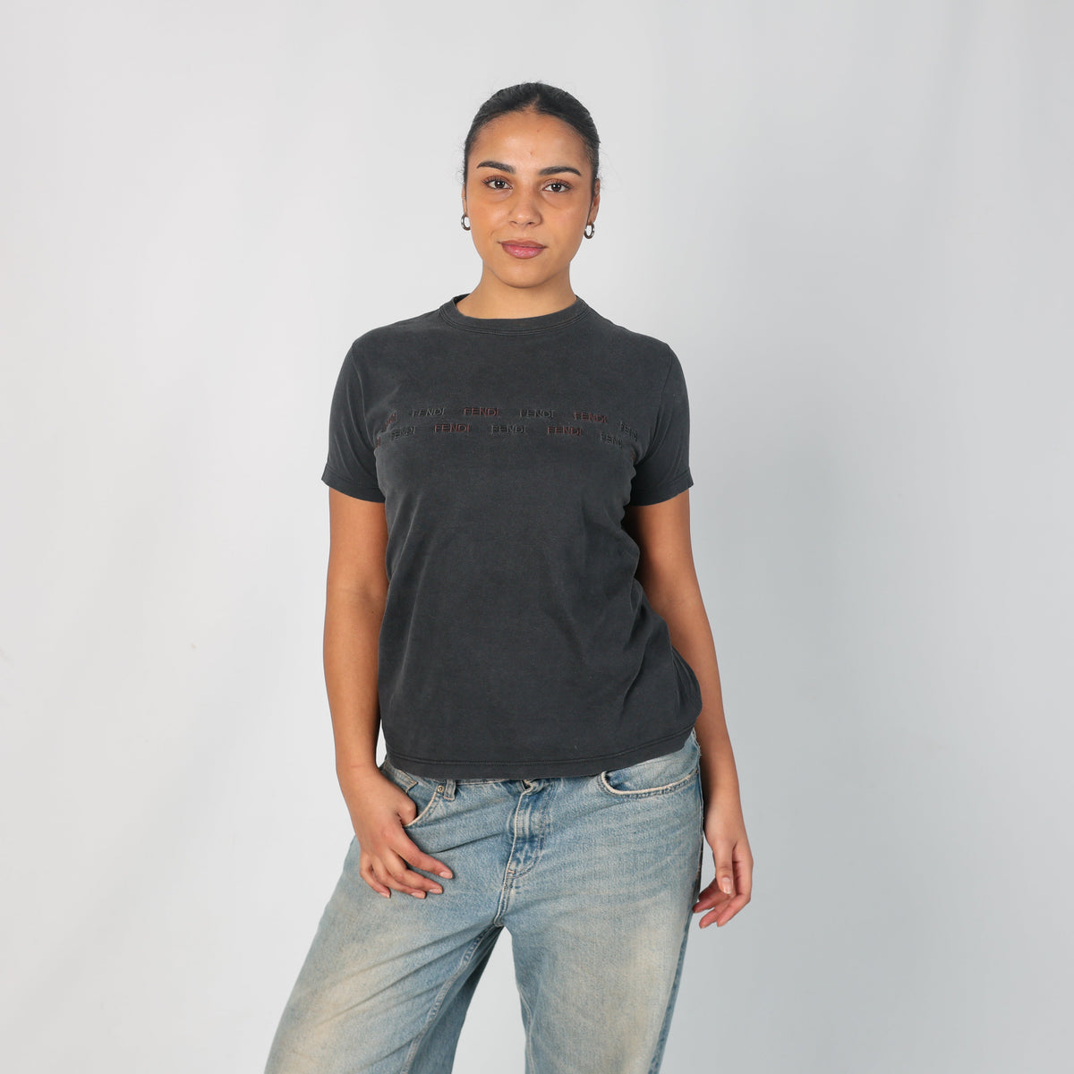 Charcoal Grey Y2K Fendi T-shirt (L)