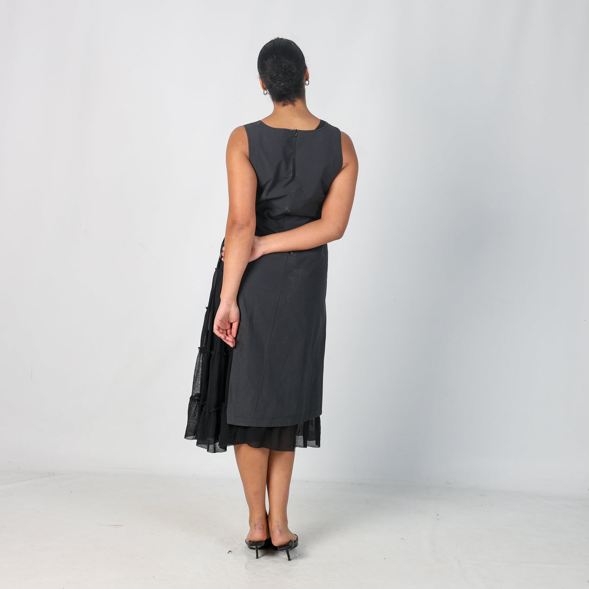 Black Y2K Nina Kalio Woven Midi Dress (M)