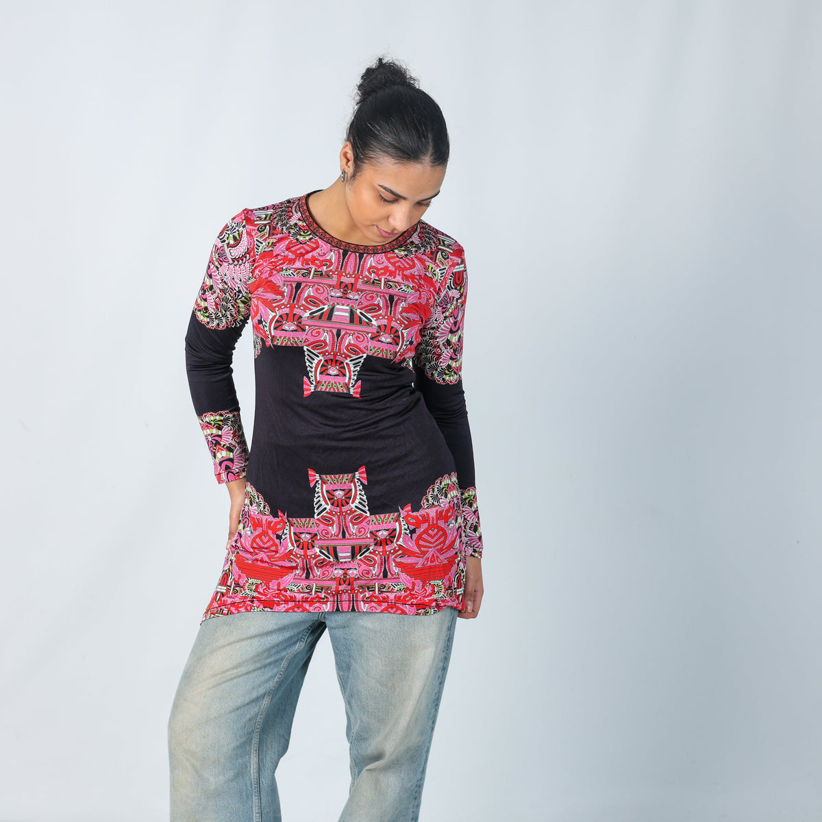 Black Y2K Custo Barcelona Long Sleeve Top (L)