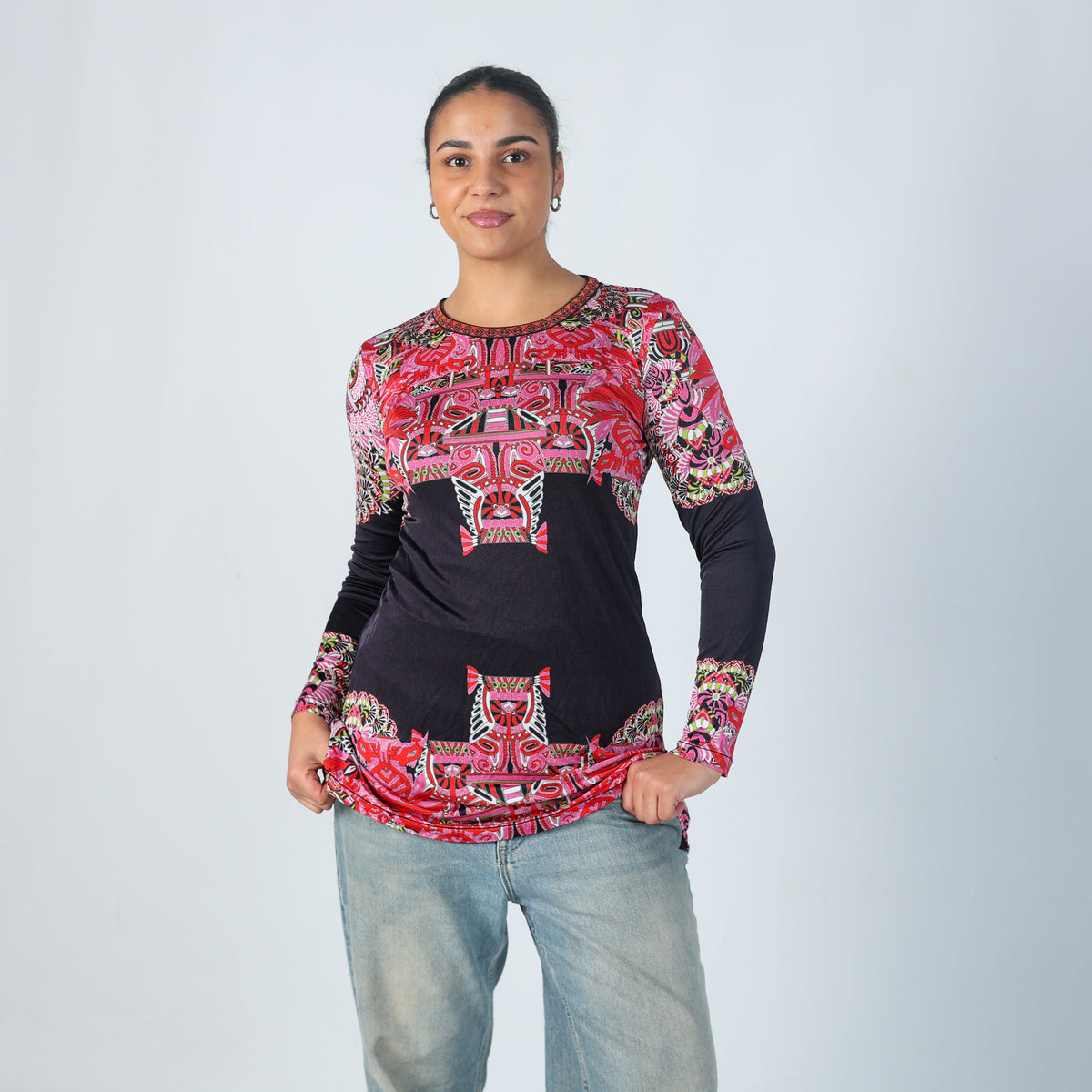 Black Y2K Custo Barcelona Long Sleeve Top (L)