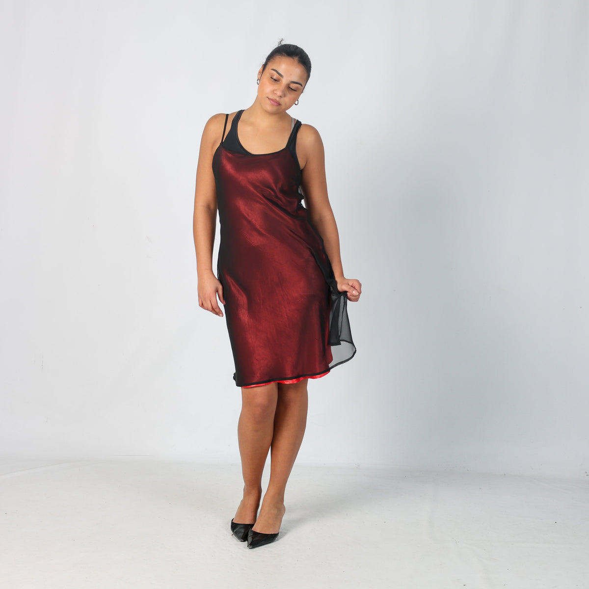 Black Y2K Miss Couture Woven Midi Dress (M)