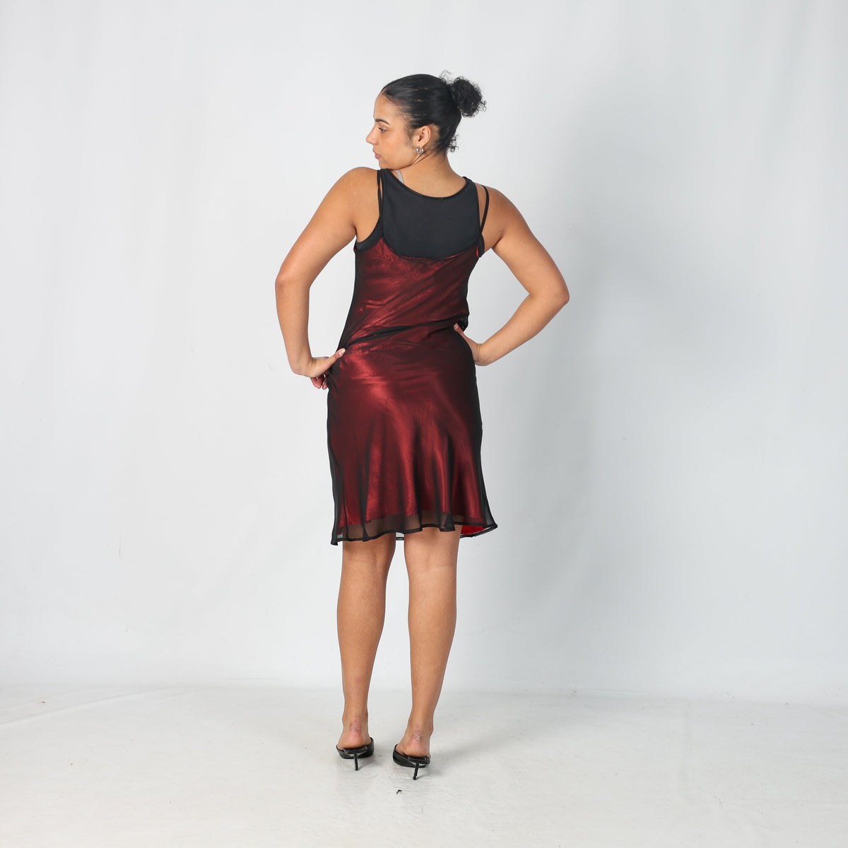 Black Y2K Miss Couture Woven Midi Dress (M)