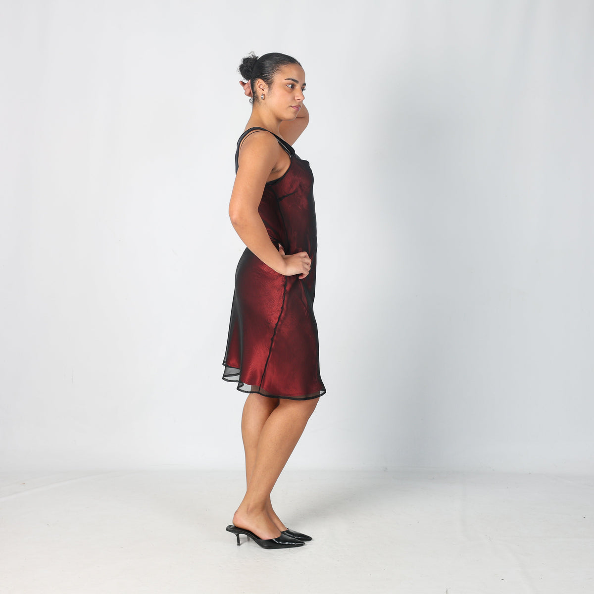 Black Y2K Miss Couture Woven Midi Dress (M)